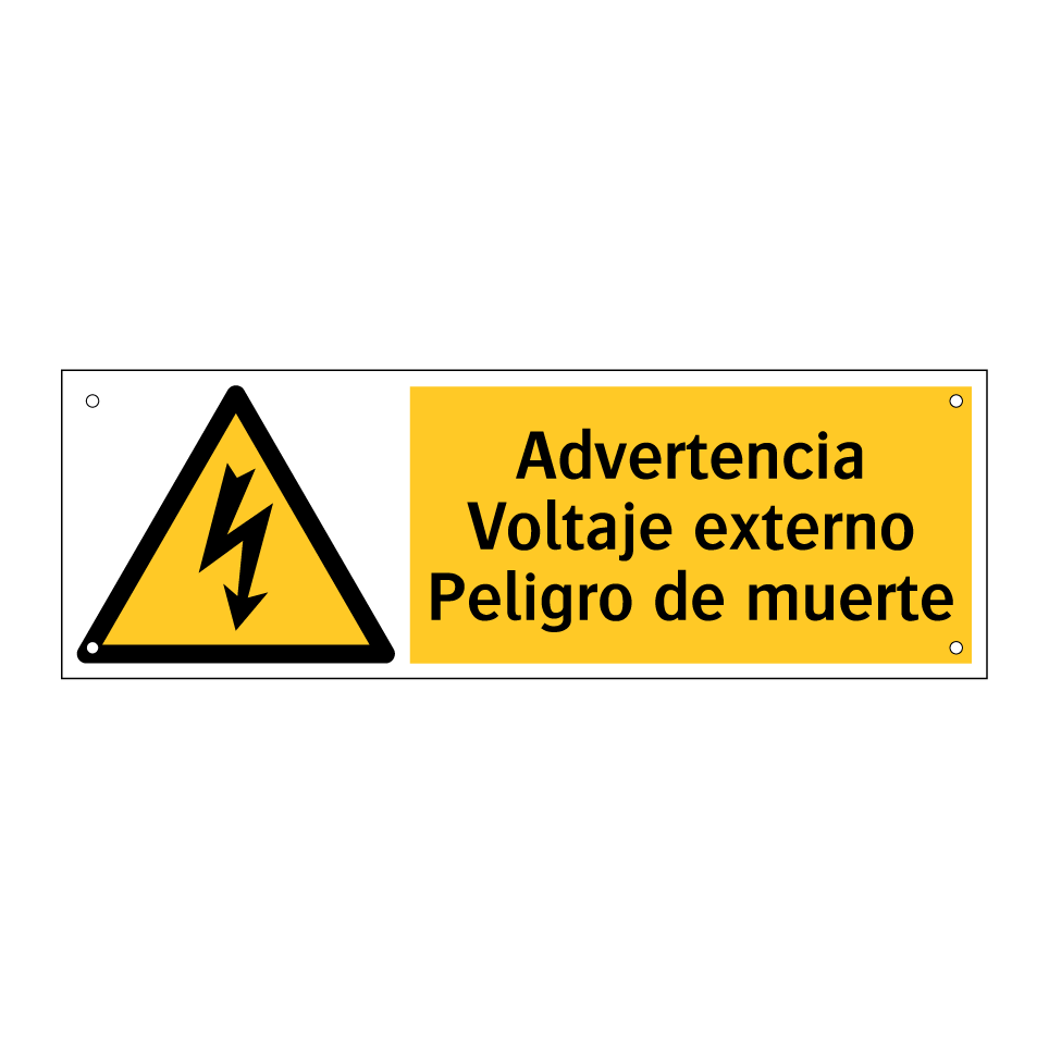 Advertencia Voltaje externo Peligro de muerte