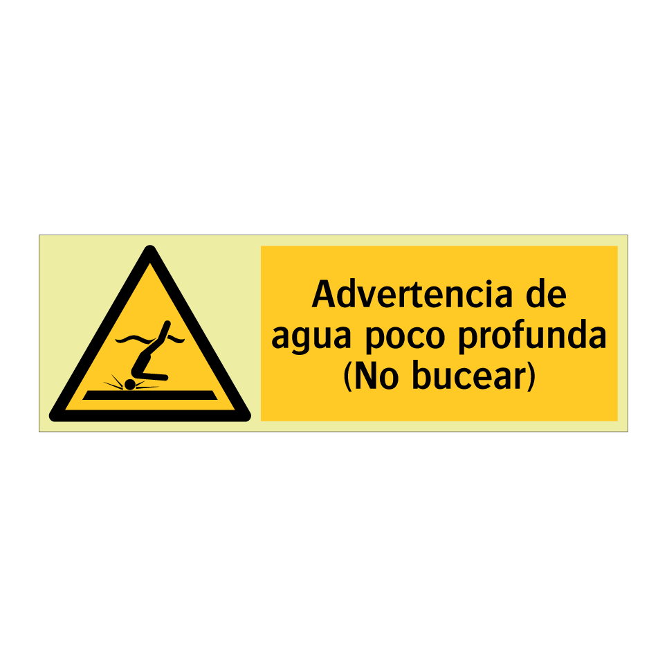 Advertencia de agua poco profunda (No bucear)