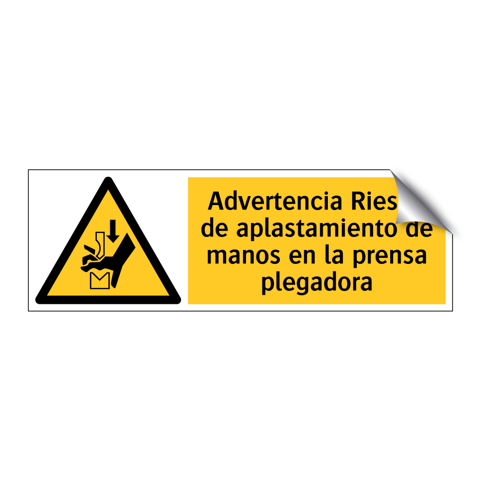 Advertencia Riesgo de aplastamiento de manos en la prensa plegadora