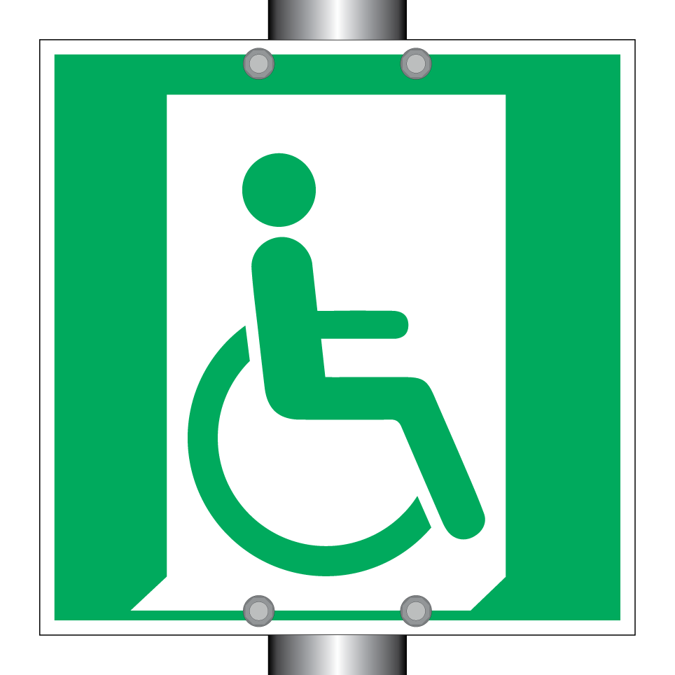 E030 Salida de emergencia para personas que no pueden caminar o con discapacidad para caminar (derecha)