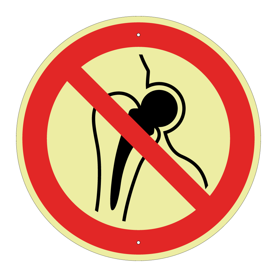 P014 Prohibido el paso a personas con implantes metálicos