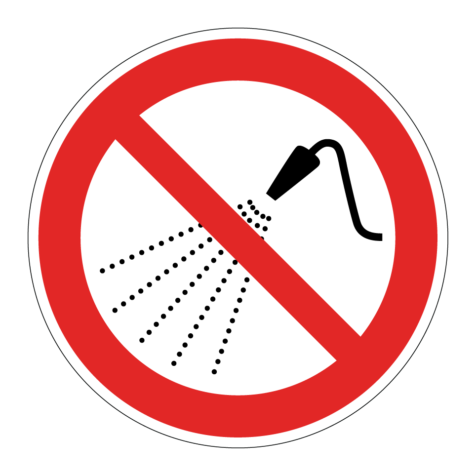 P016 No rociar con agua