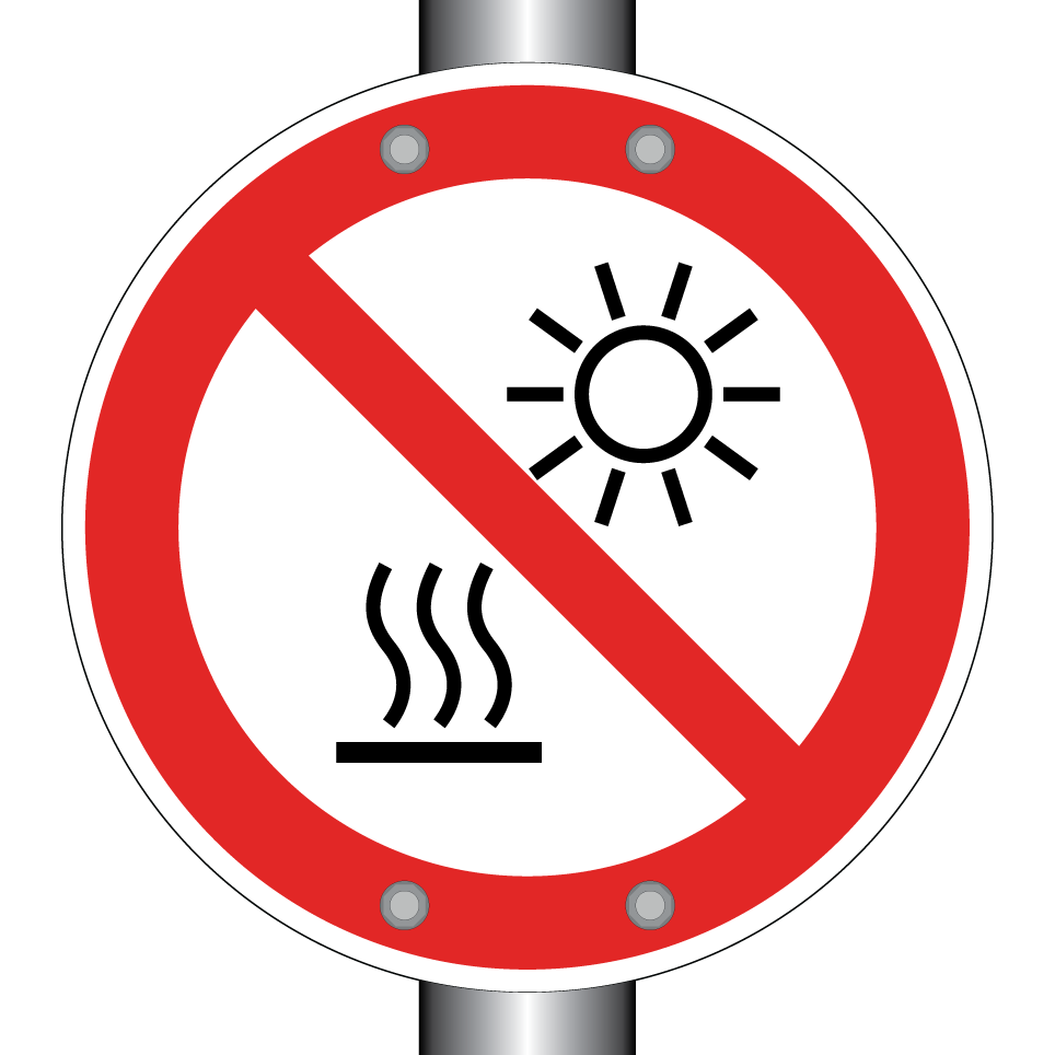 P068 No exponer a la luz del sol directa o a superficie caliente