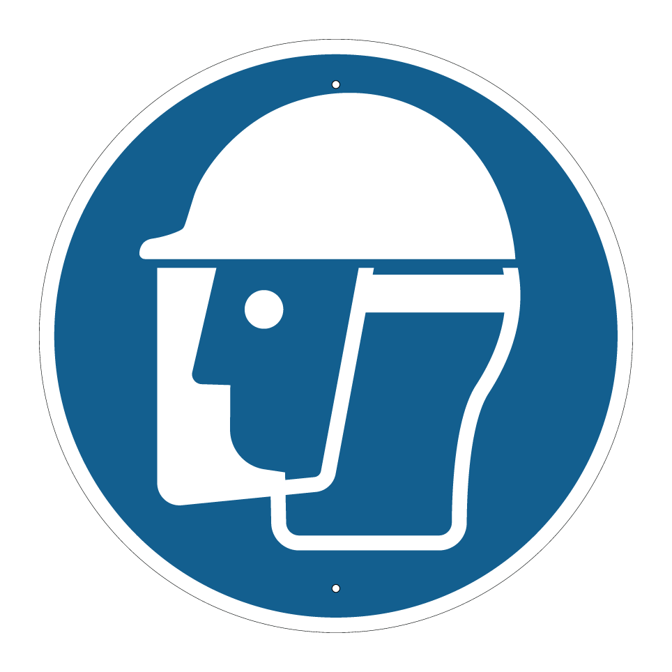 Usar protector facial y protección para la cabeza