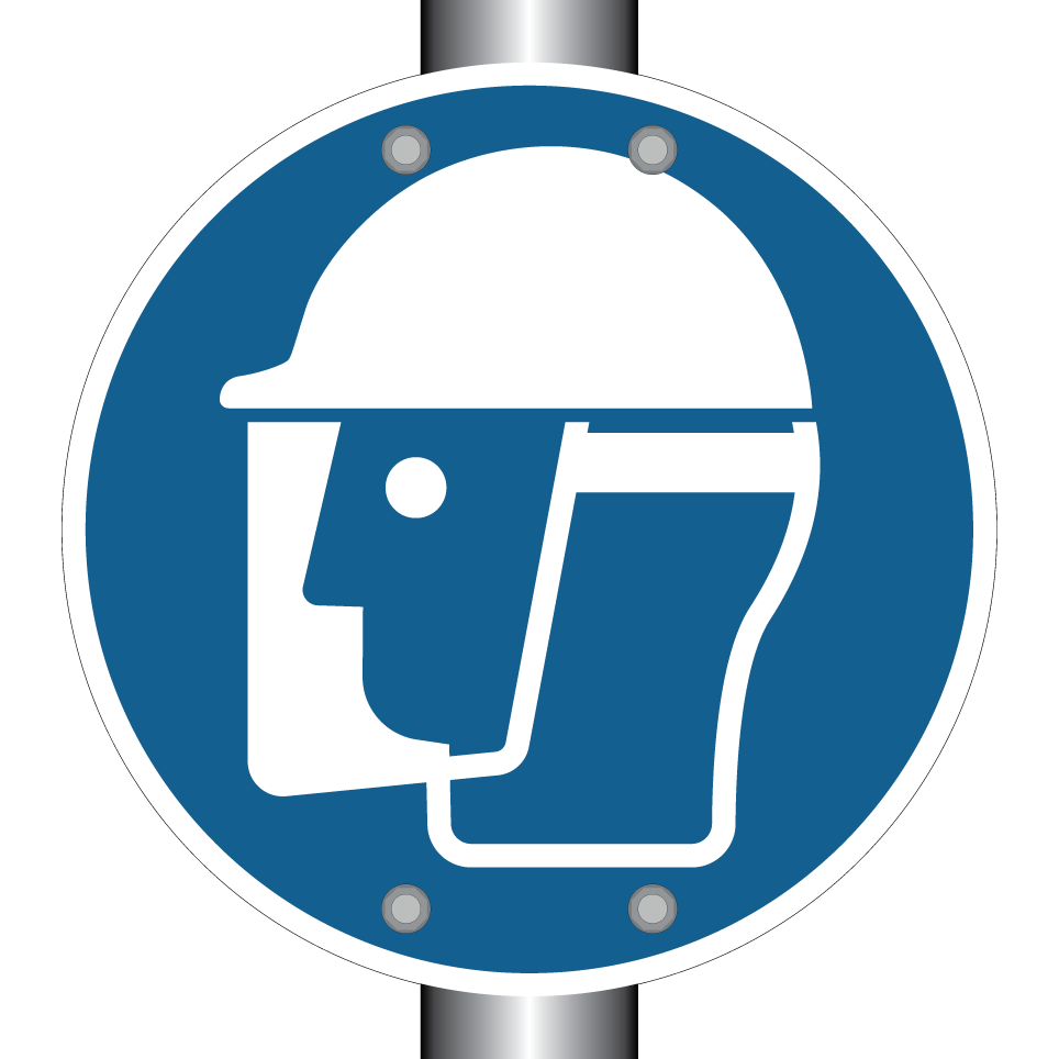 Usar protector facial y protección para la cabeza