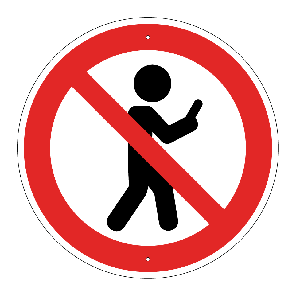 Prohibido caminar mientras se usa el teléfono móvil