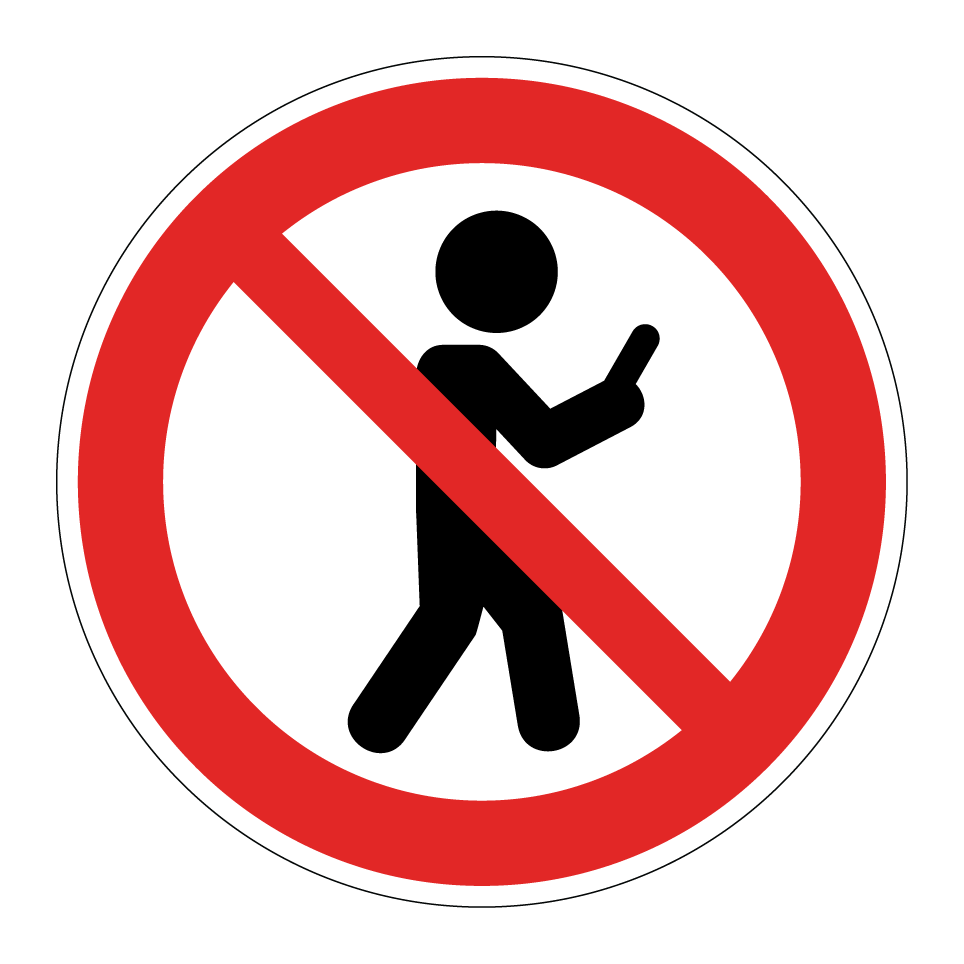 Prohibido caminar mientras se usa el teléfono móvil