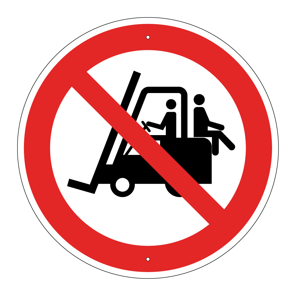 No pasajeros en la carretilla elevadora