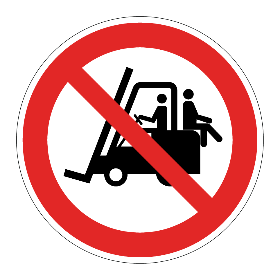 No pasajeros en la carretilla elevadora