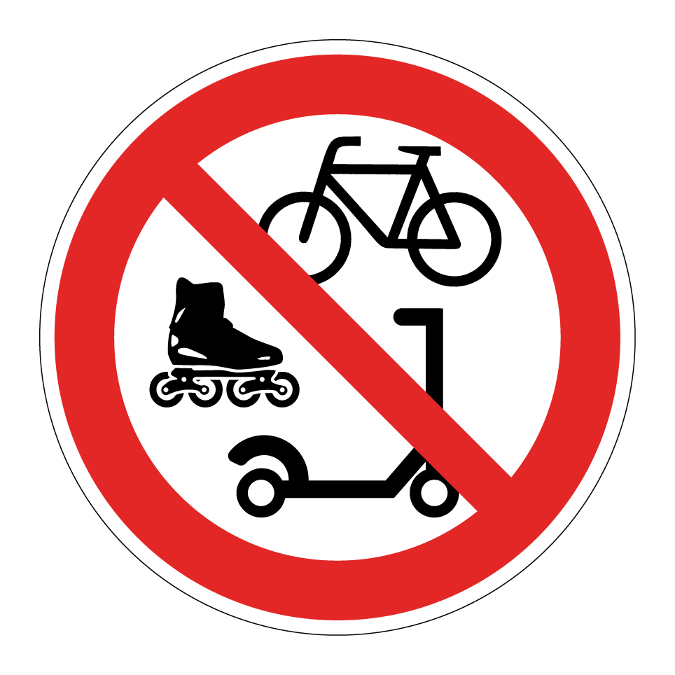 Prohibido bicicletas, patinaje o scooters