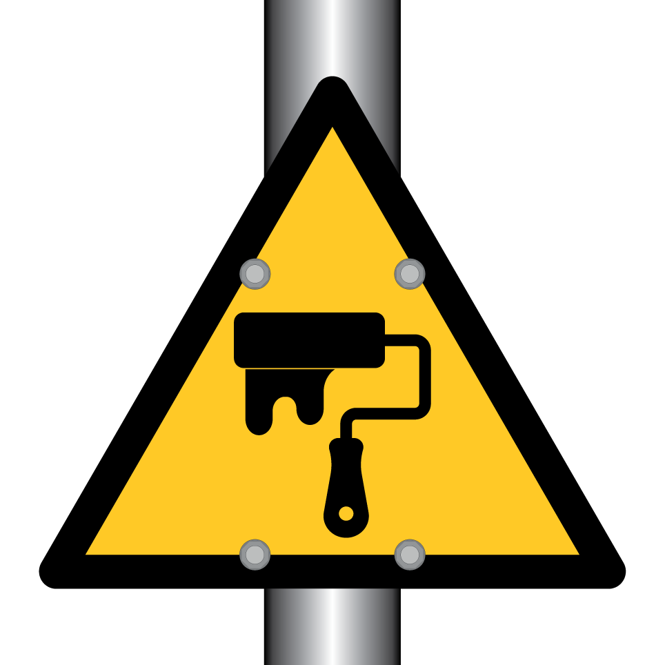 Advertencia pintura fresca (rodillo)