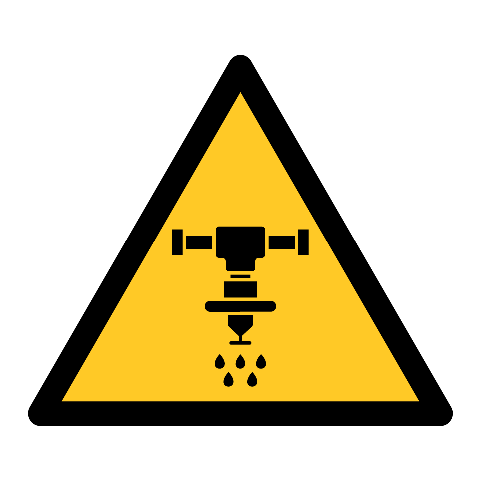 Advertencia de rociador de agua