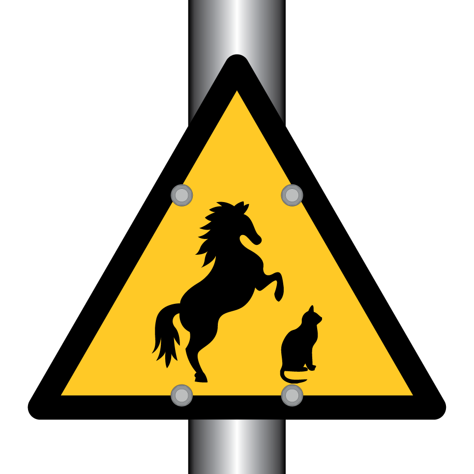 Animales de advertencia (caballo y gato)