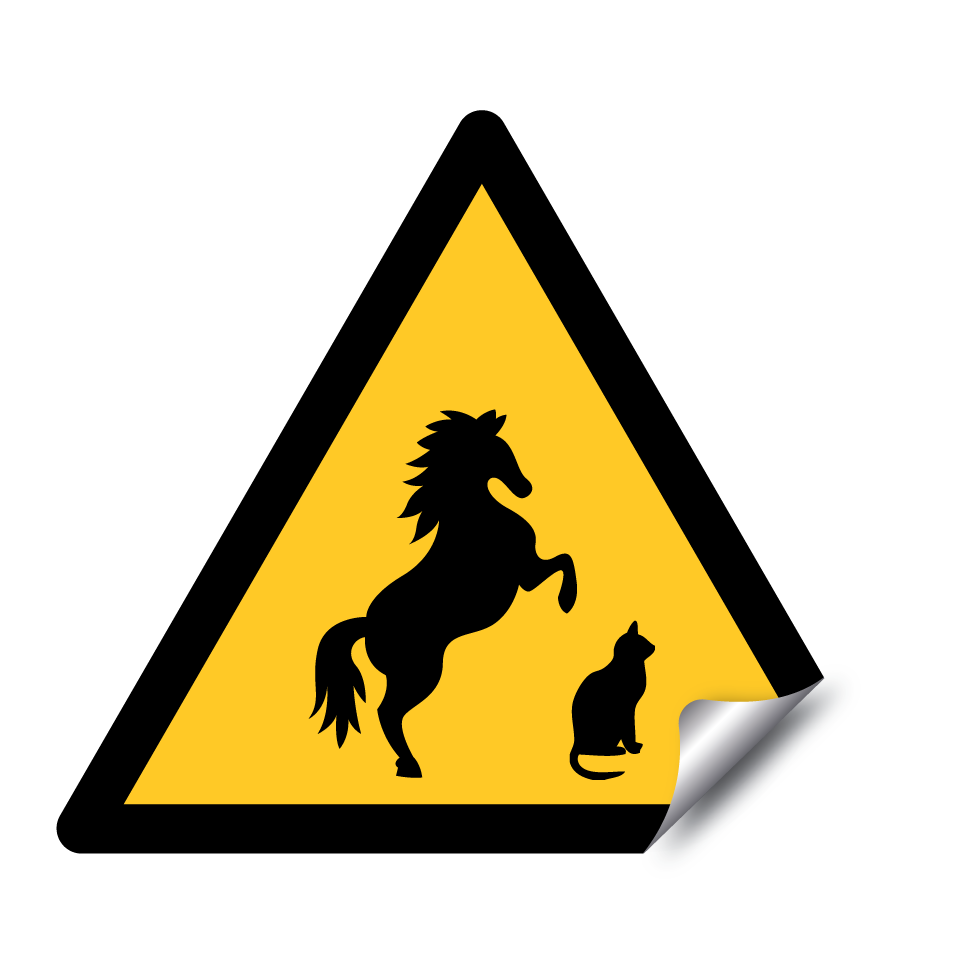 Animales de advertencia (caballo y gato)